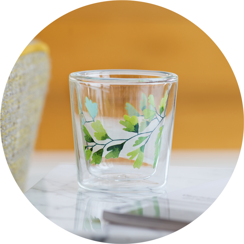 Vaso Doble Vidrio - Lyn Gingko 250ml